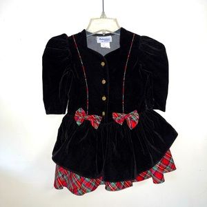 Girls black velvet dress